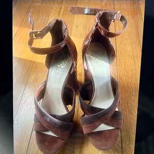 Vince Camuto Burgundy Platform Ankle Strap Heels Sz 8.5